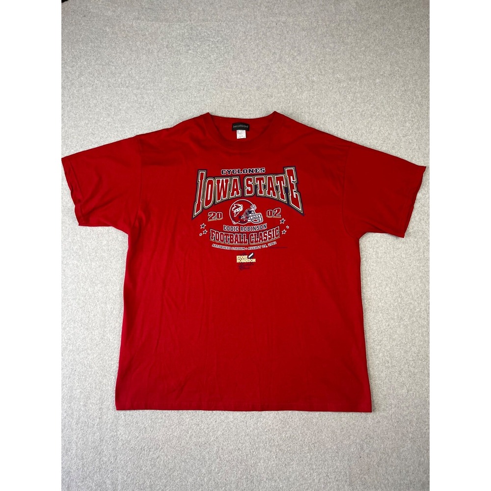 Vintage Iowa State Cyclones Shirt Mens 2X Red Short Sleeve Football 2002 ISU